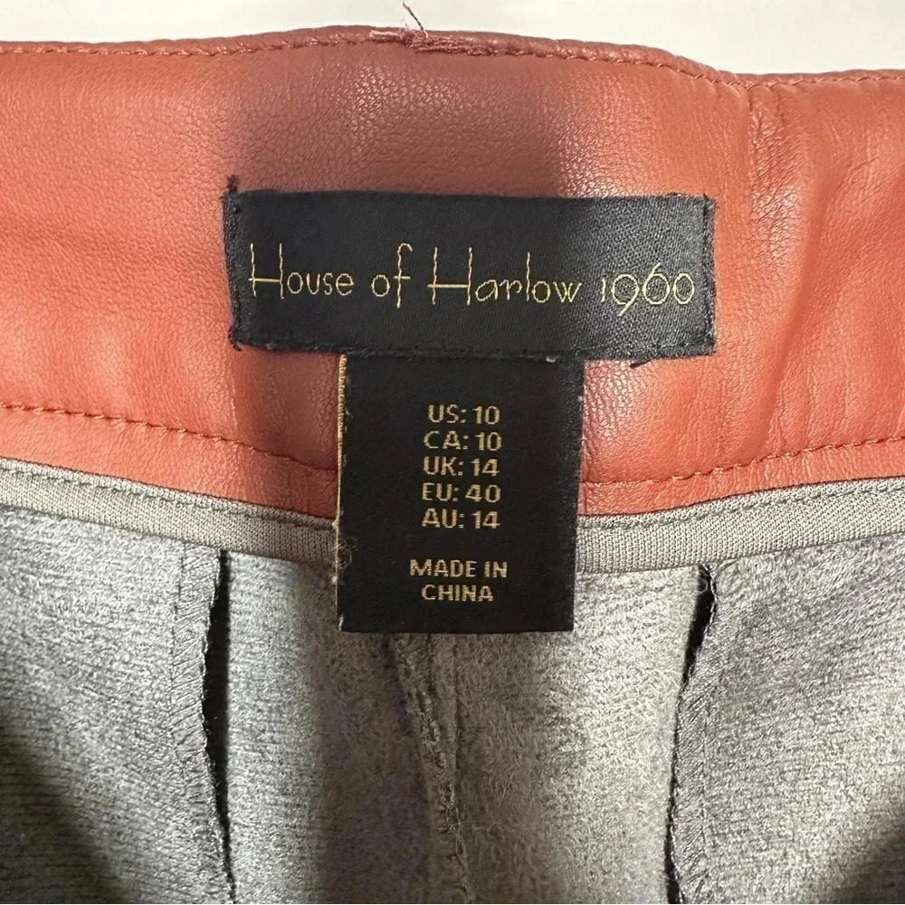 House Of Harlow 1960 NEW! Brown Faux Leather Pants Size 10 - Picture 4 of 8